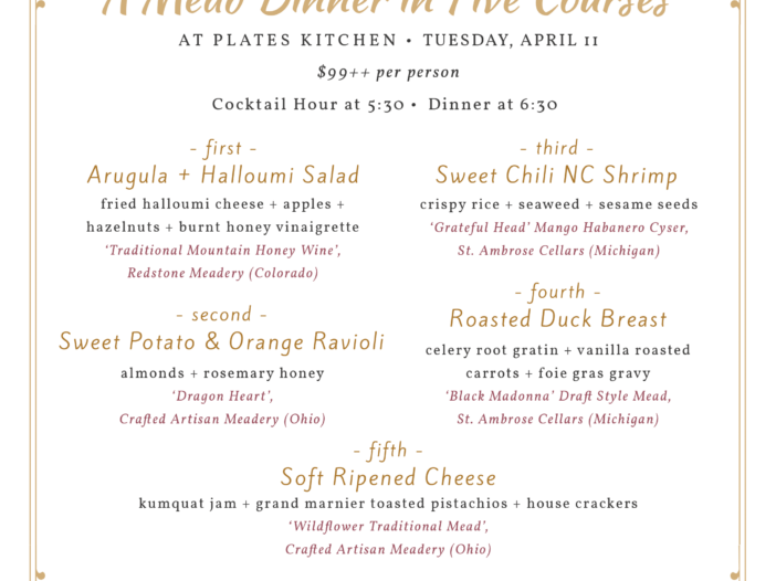 Plates Mead Pairing Dinner - April 2023